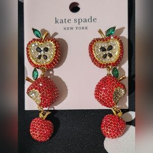 KATE SPADE NWT $149 APPLE OF MY EYE STATEMENT EARRINGS & Sachet